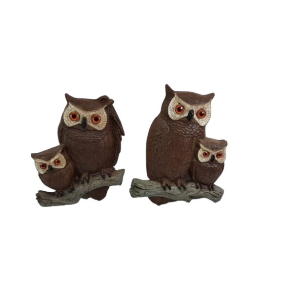 VTG SET TWO 1977 Burwood Owls Limb Plastic Wall Hanging 2070-1 & 2070-2 BOHO - Picture 1 of 6